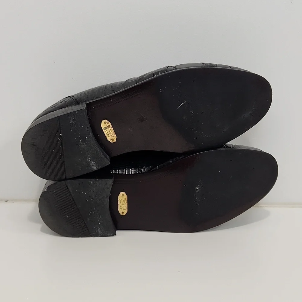 Stacy Adams Genuine Snake And Leather Loafers Dress Shoes Men's Sz 10W Black